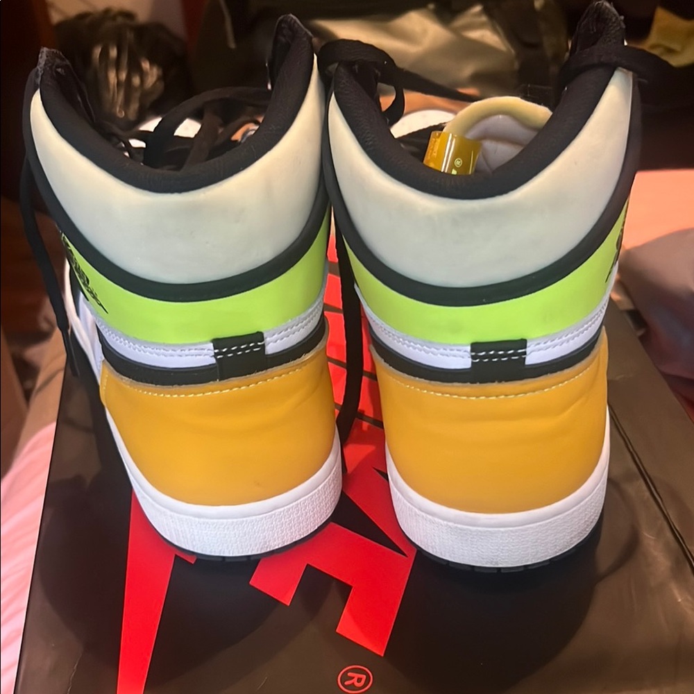 Yellow and Green High-Top Sneakers